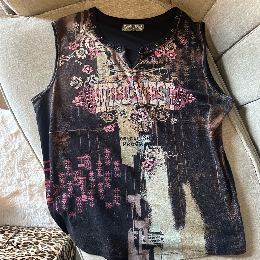 Vanilla Sugar Black and Pink Floral Top